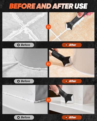 Saker Silicone Caulking Tools-3 in 1 Sealant Finishing Tool Grout Remove Scraper (Stainless Steelhead),Caulk Remover Glass Glue Angle Scraper for Bathroom,Kitchen,Floor,Window,Sink Joint,Frames Seal 6