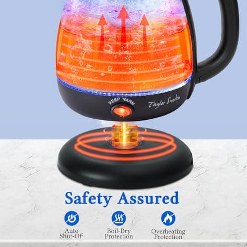 Taylor Swoden Electric Kettle with Tea Infuser, 1L Small Electric Tea Kettle with Keep Warm, LED Light Hot Water Boiler & Heater for Coffee & Teas, Auto Shut-Off & Boil Dry Protection, BPA Free, Black 7