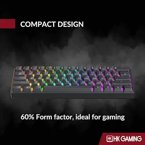 HK GAMING GK61 SE 60% | Mechanical Gaming Keyboard | 61 Keys Multi Color RGB LED Backlit for PC/Mac Gamer | US Layout (Black, Mechanical Blue) 6
