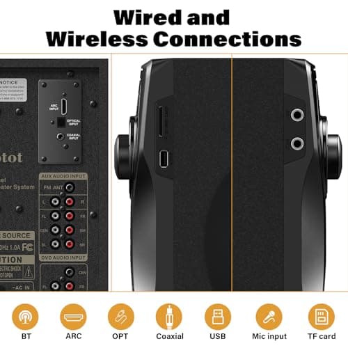 Bobtot Surround Sound Speakers Home Theater Systems - 700 Watts Peak Power 5.1/2.1Wired Stereo Speaker System 5.25" Subwoofer Strong Bass with Bluetooth ARC Optical Input 7