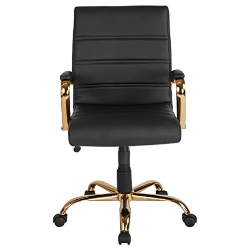 Flash Furniture Whitney Mid-Back Swivel LeatherSoft Desk Chair with Wheels, Padded Seat and Armrests, Adjustable Height Padded Office Chair, Black 14