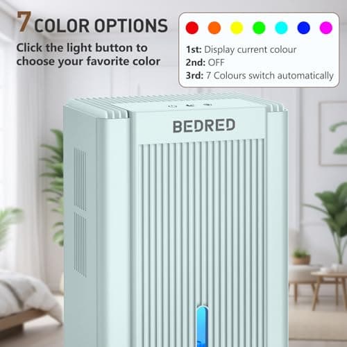 Dehumidifier,95OZ Dehumidifier for Home 1000 Sq.Ft - Quiet with Auto Shut Off & Relaxing 7 Color Ambient Light,Ideal for Livingroom, Bedroom, Basement(Pale Turquoise) 5