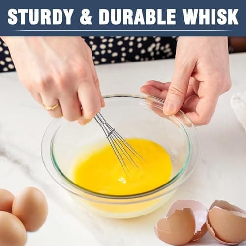 Eddeas Mini whisk, Small Whisk 2 Pieces, 5in and 7in 304 Stainless steel Wire Whisk for Whisking, Beating, Mixing Sauces, Blending Ingredients 6