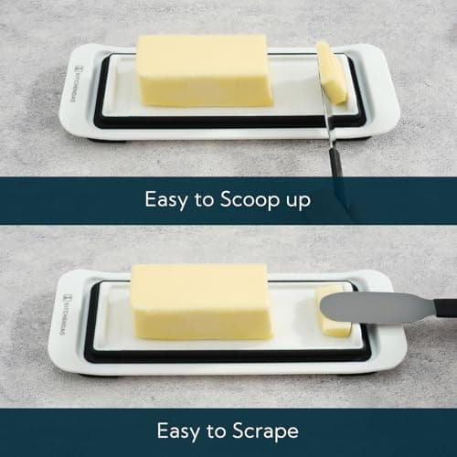 KITCHENDAO Airtight Butter Dish with Lid for Countertop and Refrigerator Door Shelf, Butter Keeper, Plastic Butter Holder Tray Container for West/East Coast Butter, White 5