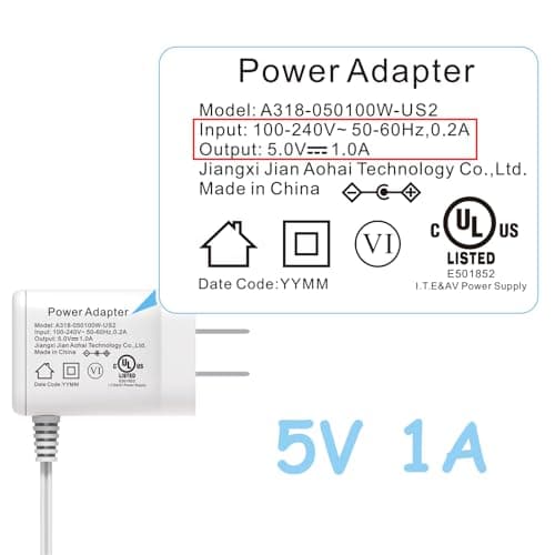 HelloBaby Official Replacement Baby Monitor Charger for HB6550/HB6560/HB50-5V Baby Monitor Power Cord Adapter, Charging Cabel Cord for HelloBaby (2022+ Models) with Charging Safety Certification 3