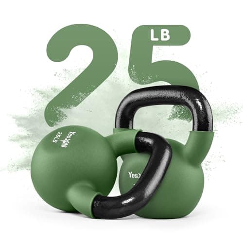 Yes4All Kettlebell - 20, 25 & 30 LB Neoprene Coated Cast Iron Kettlebells, Wide Grip Handle & Flat Bottom for Swings, Squats, Deadlifts, Push Ups & Full Body Training at Home Gym 5