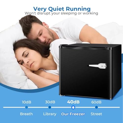 R.W.FLAME Mini Small Freezer Upright, 1.2 Cu.ft Portable Compact Freezers, Adjustable Thermostat, Low Noise, Perfert for Countertop/Under Counter/Bedroom/Home/Dorms/Apartment/Office (Black) 5