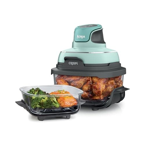 Ninja Crispi 4-in-1 Glass Air Fryer | 450°F | Non-Toxic | 4QT & 6-Cup Glass Containers w/Lids | Microwave, Freezer, Dishwasher Safe | Max Crisp, Air Fry, Bake, Recrisp | Mint | FN101MT
