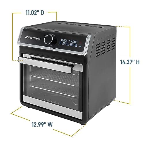 West Bend Air Fryer Oven 15-Quart Capacity with Digital Controls Easy-View Door and 16 Cooking Presets, Includes Eight Cooking Accessories, 1000-Watts, Black 6