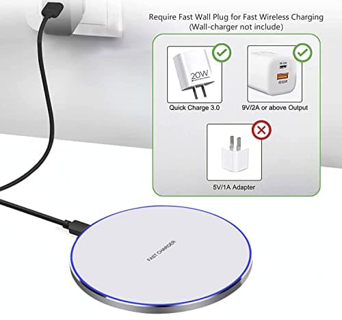 Wireless Charger 20W Max Fast Wireless Charging Pad Compatible with iPhone 11 12 13 14 15 16 17 Pro/Pro Max, iPhone Xs/XS Max/XR/8 Plus,Air Pods Pro/3/4, for Samsung Galaxy/Note,Galaxy Buds (White) 5