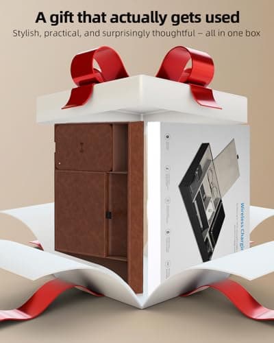 Valet Tray with Wireless Charger, Nightstand Organizer, Leather Desk Drawer Organizer Tray with 7 Compartments for Jewelries, Watch, Key, Wallet, Phone, Brown 9