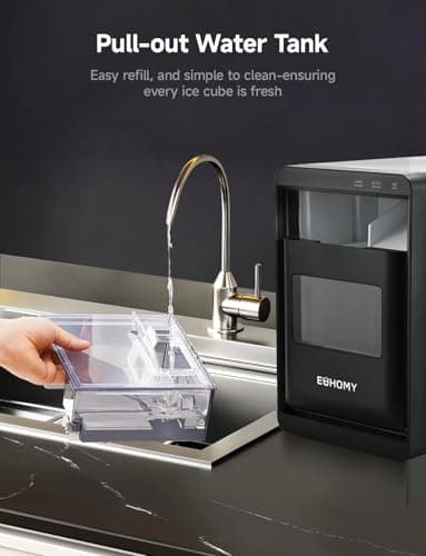 EUHOMY Nugget Ice Maker Countertop, 40Lbs/24H Pebble Ice Maker Machine, Self-Cleaning Countertop Sonic Ice Makers with Ice Scoop&Basket, Pellet Ice Maker Machine for Home/Kitchen/Office 6