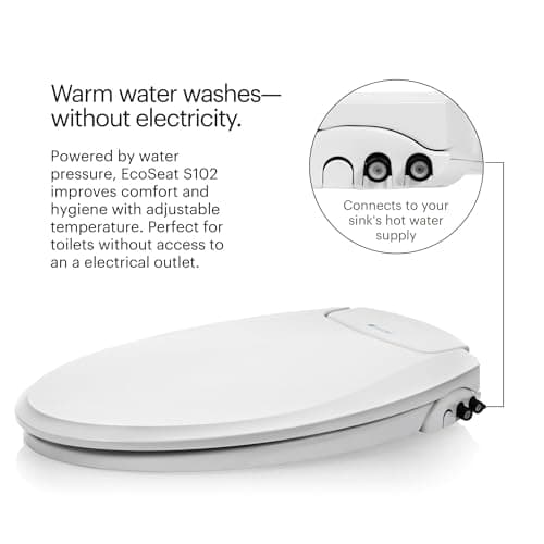 Brondell Bidet Toilet Seat, Non-Electric Swash Ecoseat, Fits Elongated Toilets, White - Dual Temperature, Dual Nozzle System - Bidet with Easy Installation 3