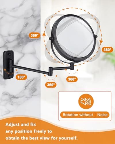 Wall Mounted Makeup Mirror - 1X/10X Magnifying Mirror for Wall, 8 Inch Double Sided 360° Swivel Extendable Bathroom Mirror for Shaving, Black 3