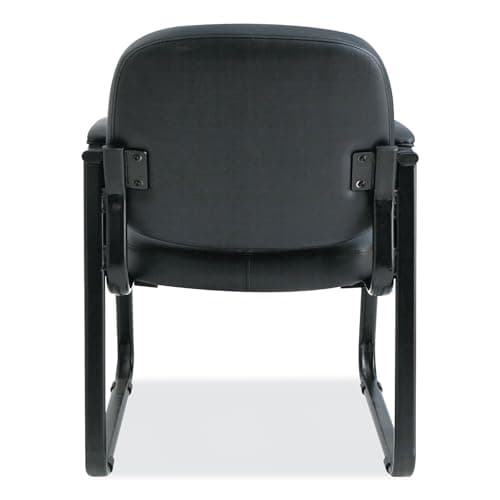 Alera Genaro Series Faux Leather Half-Back sled Base Guest Chair, 25" x 24.80" x 33.66", Black seat, Black Back, Black Base 10