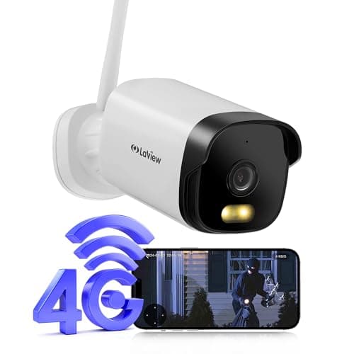 LaView 4G LTE Outdoor Security Camera,2K HD Cameras for Home Security with Motion Detection & Tracking,IP65 Waterproof,2-Way Talk,Color Night Vision,SD Card Slot&US Cloud Storage,Work with Alexa