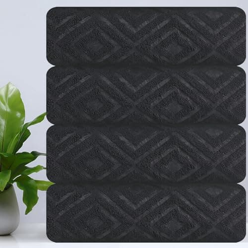 CHINO Extra Large Bath Towel Set, 4 Piece Black Oversized Bath Sheets 35"x70"-Soft, Quick Dry, Super Absorbent, Diamond Pattern Microfiber Bath Sheets for Bathroom, Beach, Travel, Fitness, Yoga