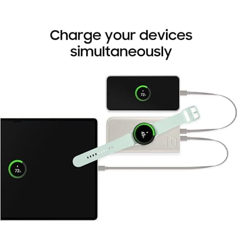 SAMSUNG 25W 10,000mAh Battery Pack Wireless Charger, Super Fast Charging w/ 2 Ports for Galaxy Phones, Buds and More, 3A USB-C Cable Included, 2024, US Version, EB-U2510XUEGUS. Beige 9