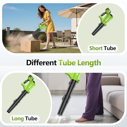 Electric Leaf Blower Cordless with 2 3.0Ah Battery and Charger, 2 Speed Mode 650CFM 280MPH Patio Tools with 2 Tubes, 20V Battery Powered Leaf Cleaner Handheld Blowers for Lawn Care, Dust, Leaves, Yard 5
