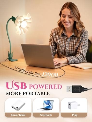 ONXE Clip On Light and Flower Desk Lamp, Flexible Gooseneck Reading Book Light with 3 Color Modes Cute Table Lamp Decor, Clip on Bedside Lamp for Bed Headboard,Table, Nursery,Dorm (Green-02) 6