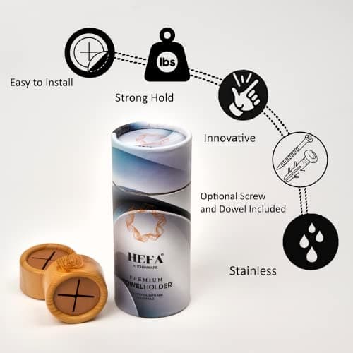 HEFA Self Adhesive Dish Towel Holder Hooks, No Drill Organizer for Cabinet Door, Sink Area or Bathroom, Space Saving Design, 4 Pack 5