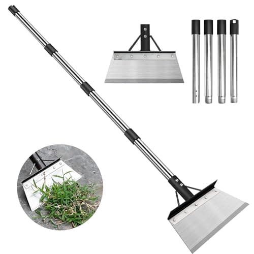 INCIKITI Multifunctional Garden Cleaning Shovel, Heavy Duty Steel Flat Shovel with 59" Adjustable Handle, Snow Ice Scraper, Outdoor Spade Tool for Weeding, Lawn Edging, Digging, Ice Removal