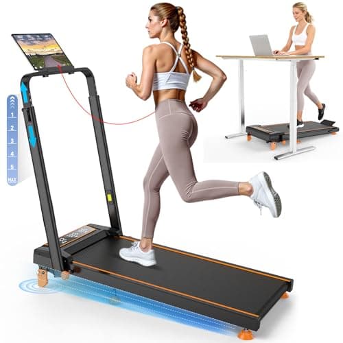Walking Pad Treadmill with 12% Incline & Adjustable Height, 4 in 1 Folding Under Desk Treadmill, Upgraded 3.5HP Walking Pad with Handle Bar, Electric Portable Treadmills for Home 350LBS, LED Display