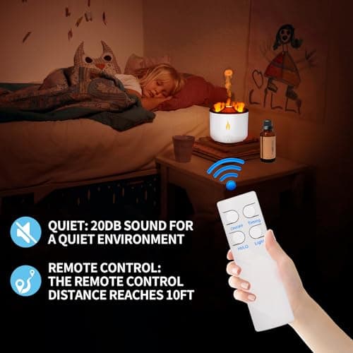 BOHOFAM Essential Oil Diffuser 360ML,Volcano Diffuser/Humidifier, Flame and Volcano 2 Mist Mosdes, Included 50ML Hotel Collection Essential Oil for Home, Bedroom,Large Room 5