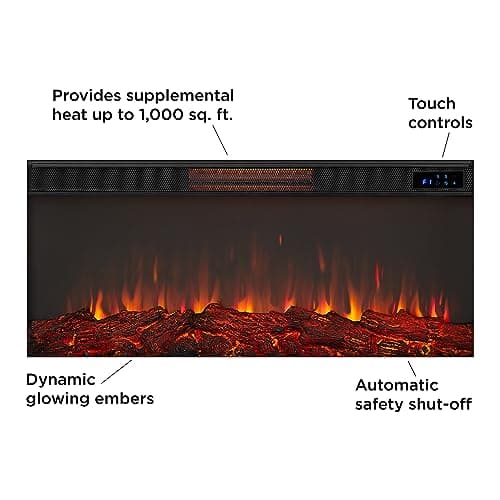 Real Flame Bernice 67" Landscape Electric Fireplace with Mantel for Living Room or Bedroom, Replaceable Fireplace Insert Heater, Realistic Log and Flame Effect, Remote Control, White 8