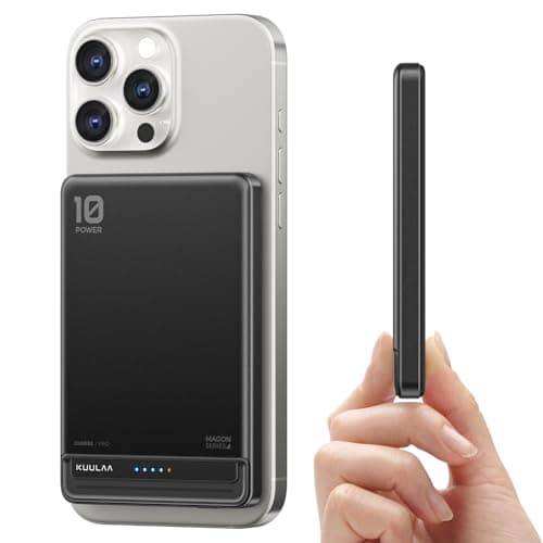 Kuulaa for MagSafe Battery Pack 10000mAh, 20W Ultra Slim Wireless Portable Phone Charger with LED Display, Magnetic Power Bank for iPhone 16/15/14/13/12 (Black)