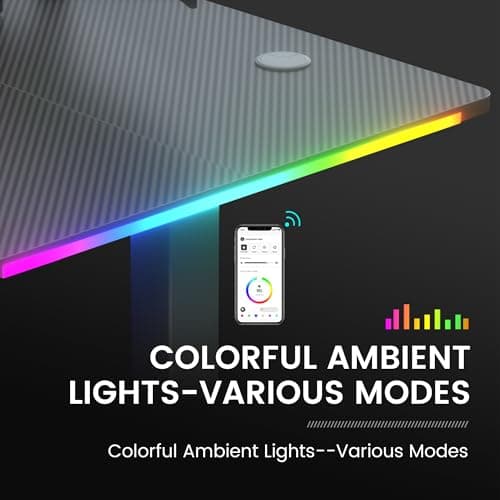 GTPLAYER RGB Electric Standing Desk, Height Adjustable Gaming Desk - Computer Desk with Mouse Pad, Home Office Desk 6
