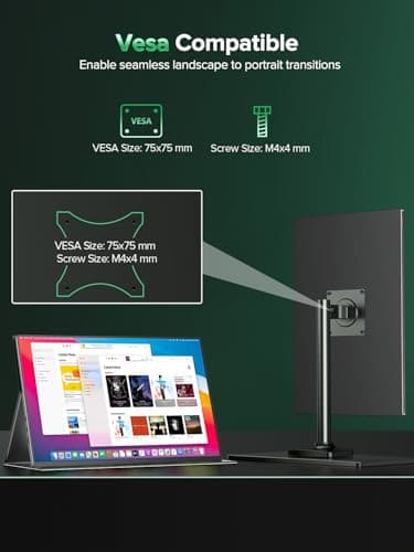 Newsoul 4K Portable Monitor 1200Nits Ultra Bright 16'' Laptop Monitor 2000:1 Contrast Fast IPS Matte Screen with USB-C HDMI VESA, Slim External Screen for Laptop/Phone/Game Console/Office/Travel 6