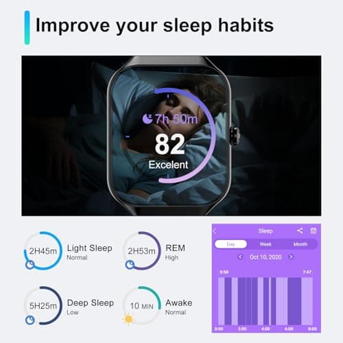 Smart Watch for Men Women Answer/Make Calls, 1.96" HD Fitness Watch with Heart Rate Monitor Sleep Monitor, 113+ Sports Activity Trackers with Step Counter, IP68 Waterproof, Smartwatch for Android/iOS 5