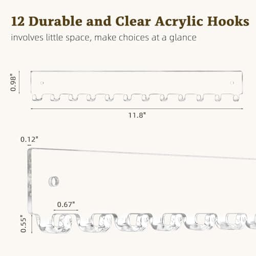 milylove Acrylic Necklace Holder 2 Pack Wall Mounted Necklace Organizer Hanging Jewelry Organizer with 12 Hooks for Necklaces, Bracelets, Rings and Bangles Display 5