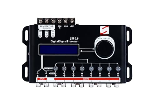 SSP 2.8 Digital Signal Processor & Equalizer – 15-Band Graphic EQ, 2 Input/8 Output, 12 Presets, Built-in Crossover for Car Audio Enhancement