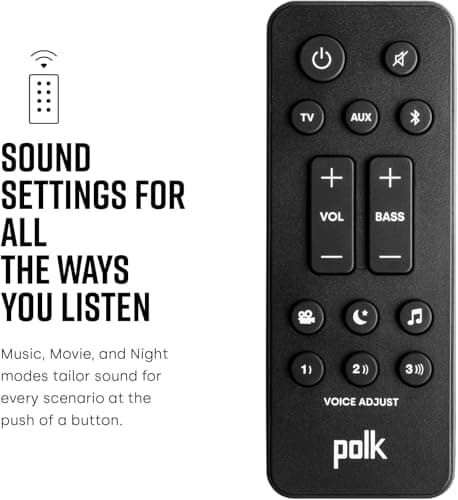 Polk Audio Signa S4 TV Sound Bar with Subwoofer - Dolby Atmos Audio VoiceAdjust & BassAdjust Technology, HDMI eARC, Wireless Subwoofer works with 8K, 4K, & HD TVs, Bluetooth, Wireless Streaming 6
