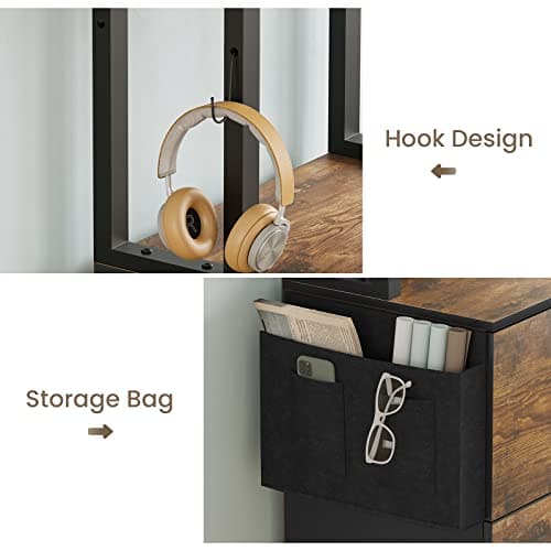 Itaar 2 Drawer File Cabinet with Lock, Filing Cabinet for Home Office fits Legal/Letter/A4 Size, Printer Stand with Adjustable Storage Shelf and Hook, Rustic Brown 5