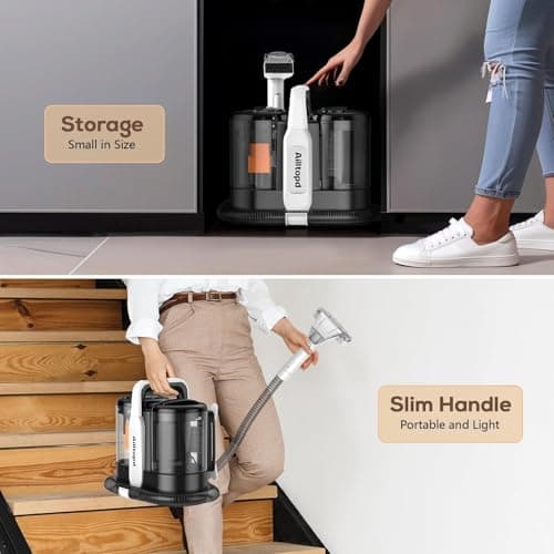 Upholstery Cleaner Machine, 15Kpa Portable Carpet & Upholstery Spot Cleaner Machine, Deep Stain Cleaning for Carpet, Pets, Stairs, Car Seat, Couch, with Dual Size BrushHead and Cleaning Solutions 7