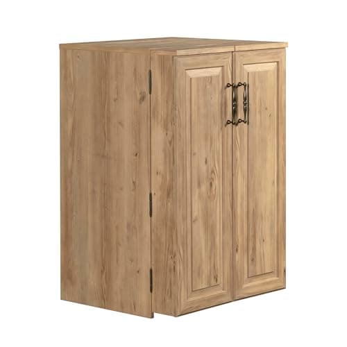 Sauder Craft Works Craft Workstation with Storage, Khaki Pine Finish