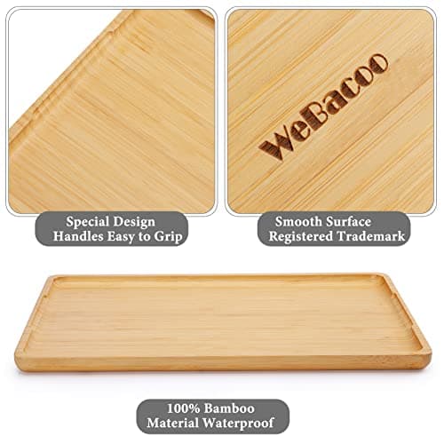 Webacoo Bamboo Tray with Handles - Lightweight Serving Tray for Breakfast in Bed, Coffee Table, BBQ, Kitchen, Ottoman & Party - Perfect for Lap, Couch & Gifting - Large Size Wood Tea Tray - 15”x10” 7