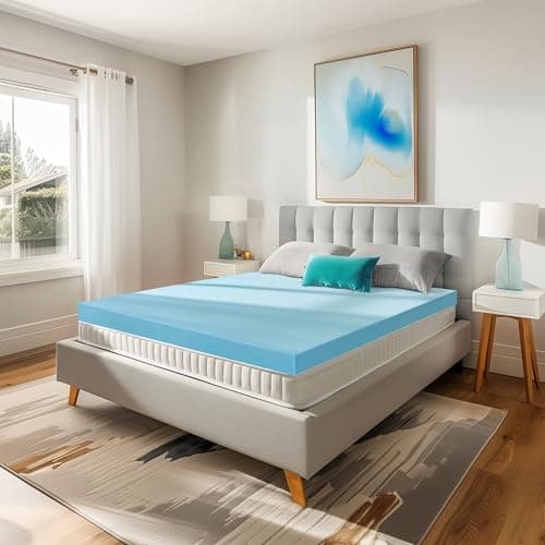 3 Inch Full Mattress Topper for Pressure Relief, Gel Infused Bed Topper, Memory Foam Mattress Pad CertiPUR-US Certified, 54x75 Inches, Blue 9