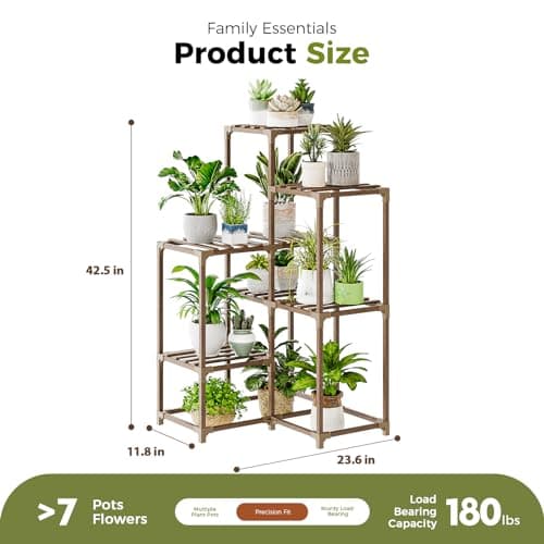 Bamworld Plant Stand Indoor Plant Shelf Outdoor Corner Wood Plant Table 7 Pots Flower Stands for Living Room Plant Rack Indoor for Multiple Plants Patio Balcony Garden Decor 5