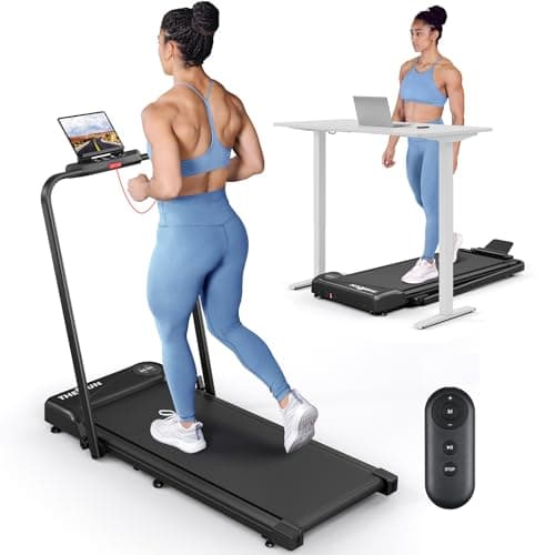 THERUN Walking Pad Treadmill, Foldable Treadmills for Home and Office, Walking Pad with Handle Bar, 2 in 1 Under Desk Treadmill with Remote Control