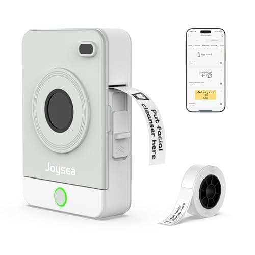 Joysea OP1 Label Maker Machine with Tape, Wireless Small Label Maker Bluetooth with Multiple Templates for Home School Office Organization, Thermal Sticker Printer Gray White