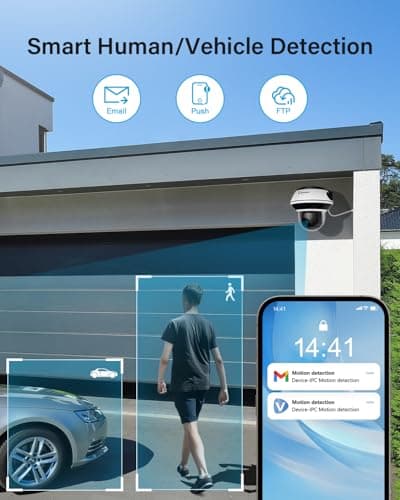 Jennov UltraHD 4K (8MP) PoE Camera Outdoor with 5X Optical Zoom, PTZ IP Dome Security Camera with 350° Pan&90° Tilt, Human Vehicle Detection, 100ft IR Night Vision, IK10/IP67, Work with Videolink APP 5