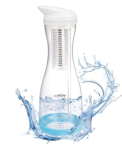 VEVOR Water Filter Pitcher, 6 Cup Glass Water Filter Dispenser, Fast & Compact Fridge-Friendly Water Filtration System, No BPA, Lasts 3 Months or 211 Gallons, Reduces Chlorine, Rust, Odors, PFOA/PFOS