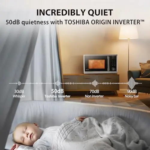 TOSHIBA 6-in-1 Inverter Countertop Microwave Oven Healthy Air Fryer Combo, MASTER Series, Air Fryer, Broil, Convection, Speedy Combi, Even Defrost, Sound On/Off 27 Auto Menu Stainless Steel 5