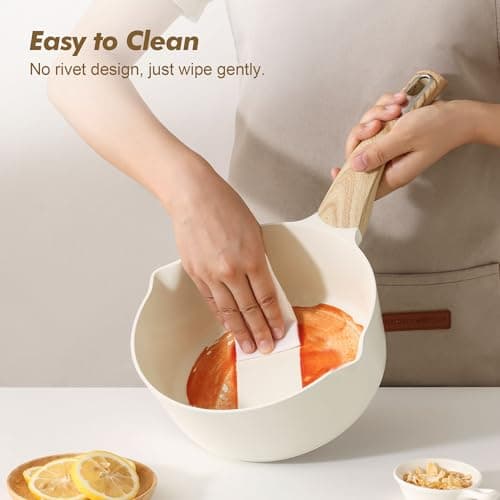 SENSARTE Ceramic Nonstick Sauce Pan with Lid, 1.5 Quart Small Saucepan, White Cooking Pot with Stay Cool Handle, Non toxic Kitchen Sauce Pot, Non stick Saucier Pan, Induction Pot, PFOA PTFE PFAS Free 5