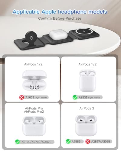 Magnetic Wireless Charger for iPhone: Fodable 3 in 1 Charging Station for Multiple Apple Devices - Travel Charging Pad Dock for Apple Watch iPhone 16 15 14 13 12 Pro Max Plus & Airpod 5
