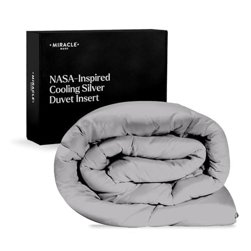 Miracle Made All-Season Duvet Insert Comforter – Silver-Treated Breathable Cotton Fabric, Pet Hair Resistant, Cool-to-The-Touch Bedding – Fits King/CaliKing Bed Cover, Stone